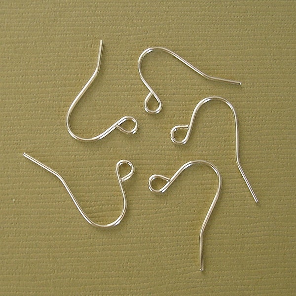 100pcs-Earring Hook Silver Plated Over Brass 17x12mm.