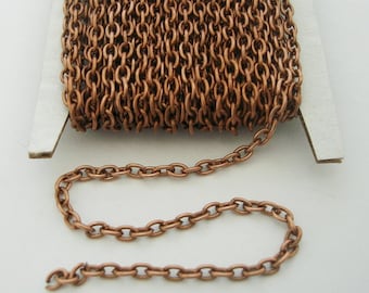 15ft Spool-Copper Color Over  Brass Round Cable Chain-3x2mm Unsoldered