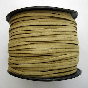 Faux Suede  Cord Lace Cord Leather Flat  Green Yellow 3x1.5mm-20ft