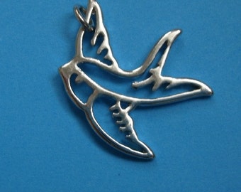 Bird Charm Pendant Sterling Silver Plated (26x24)mm.