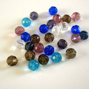 120pcs-Glass Beads Faceted Round Mix Color 6mm.