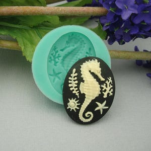 Silicone Mold   Sea Life Seahorse  Cameo Flexible  for Crafts, Jewelry, Resin, Scrapbooking, Polymer Clay, Push Mold