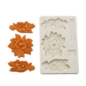 Flowers Ornament Mold  Flexible Silicone Mould for Crafts, Jewelry, Resin, Scrapbooking, Polymer Clay.