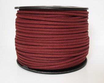 Faux Suede Cord Lace Leather Flat Cord  Burgundy 3x1.5mm-20ft
