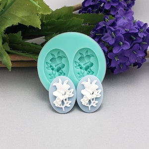 Silicon Mold Two Cameos Butterfly on Flower Flexible for Crafts, Jewelry, Resin, Scrapbooking, Polymer Clay.