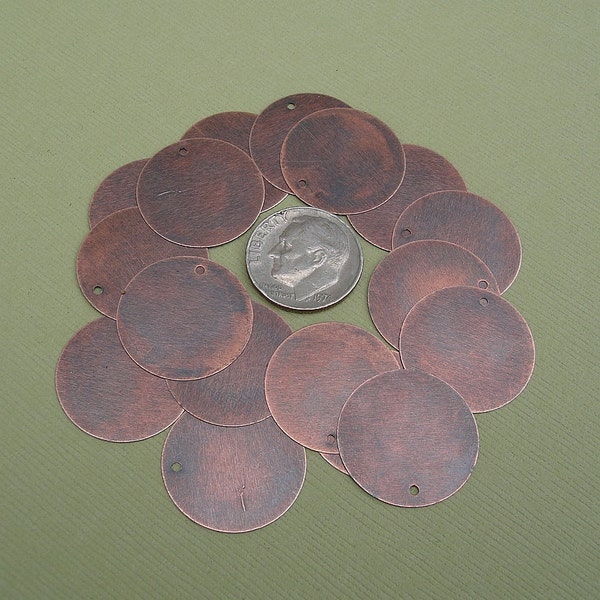 20pcs- Antiqued Copper  Flat Round Blank Disk 20mm.