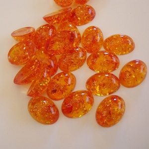 Honey Amber Resin Oval Cabochon, Flat Back 18x13mm.