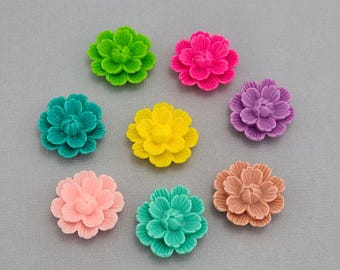 Vintage Style Yellow Etched Flower Blossom Acrylic Cabochon 27x26x11mm.
