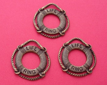 4pcs-Life Preserver Saver Charms Antique Bronze 2 Sided