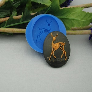 Silicone Mold   Deer Skeleton  Cameo Flexible  for Crafts, Jewelry, Resin, Scrapbooking, Polymer Clay, Push Mold
