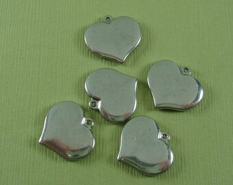 4pcs- Stainless Steel  Stamping Blanks Charms, Heart.