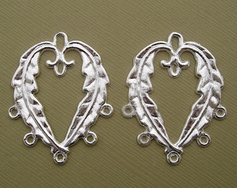 Connector Leaf Charm Pendant Sterling Silver Plated- 10pcs.