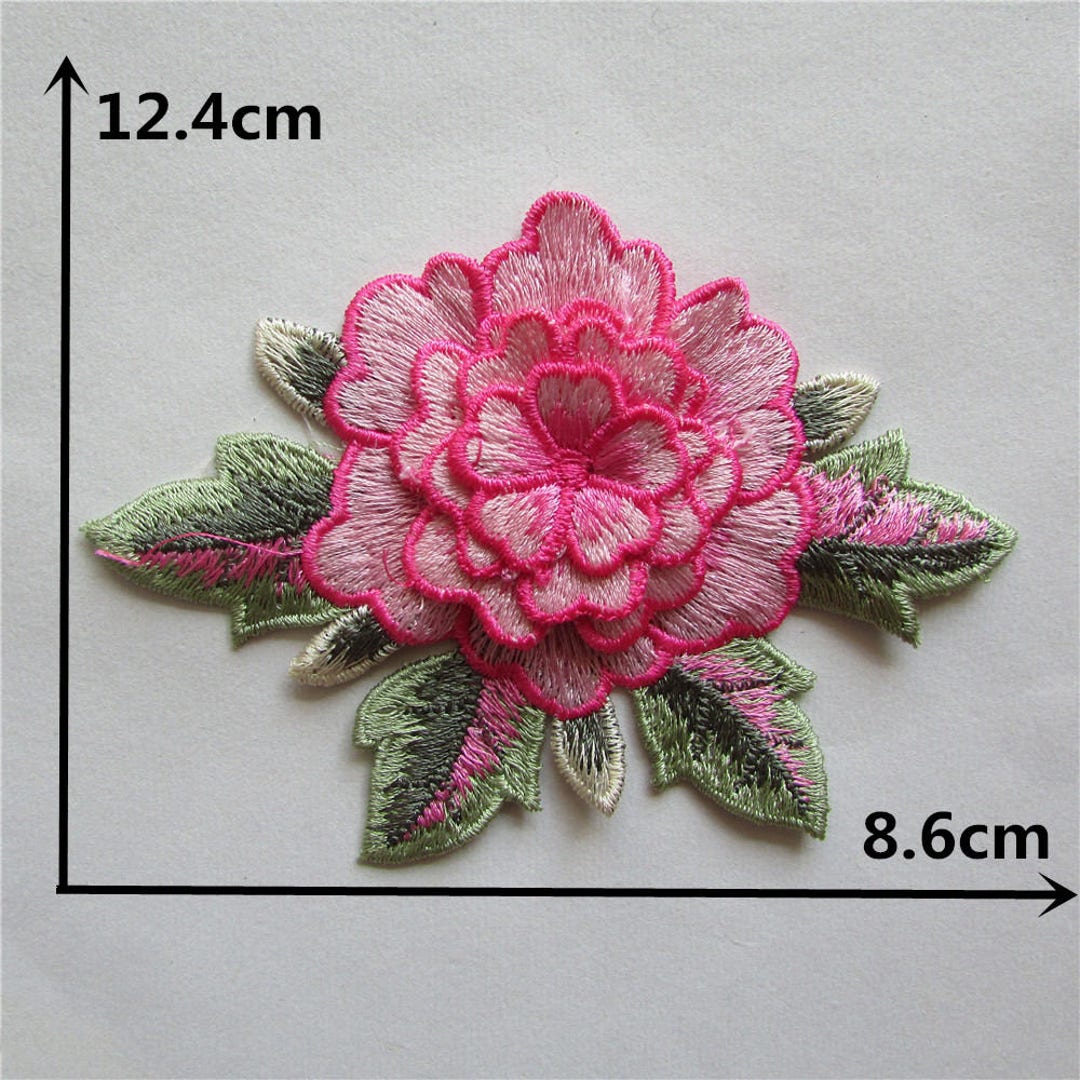 Pink Rose Flower Applique Embroidery Sewing on Patches Sewing 3D. Etsy