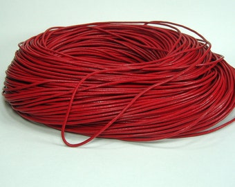 15ft-Red Genuine Leather Cord Round   2mm