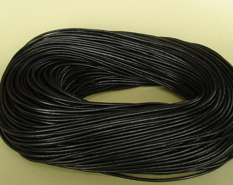 15ft-Black Genuine Leather Cord Round   2mm