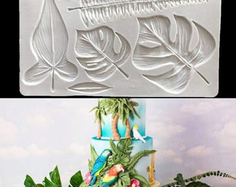 Tropical Leaves  Silicone Mold Fondant Mould Cake Decorating Tool .