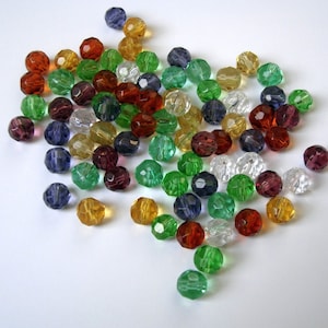 120pcs-Glass Beads Faceted Round Mix Color 6mm.