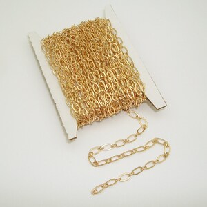 15 ft Spool of Light Gold Brass Long and Short Chain 4.5X2mm - Soldered Links