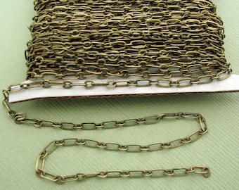 15 ft Spool of Antiqued Brass Long and Short Chain 4.5X2mm - Soldered Links