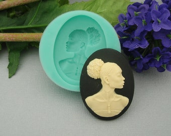 Silicone Mold   BLM African Lady Flexible  for Crafts, Jewelry, Resin, Scrapbooking, Polymer Clay.