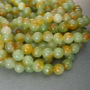 Natural Two Tones Olive Jade Beads - 10mm  - 14 inch Strand.