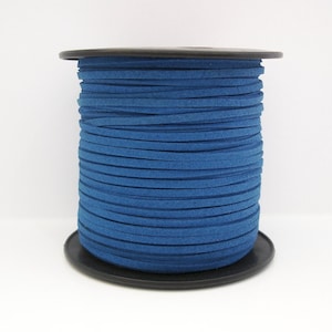Faux Suede  Cord Leather Flat  Dodge Blue 3x1.5mm-20ft