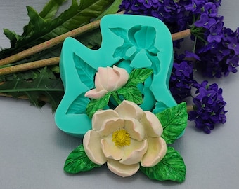 Magnolia Flower Silicone Mold Fondant Mould Cake Decorating Tool for Crafts, Jewelry, Resin, Scrapbooking, Polymer Clay.