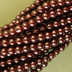 Pearl Bead, Glass,Dark Brown, 4mm, Strand- 32inch.