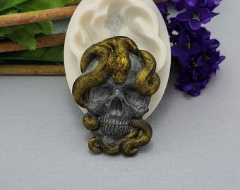 Skull and Snake  Silicon Mold  Flexible Silicone Mould for Crafts, Jewelry, Resin, Scrapbooking, Polymer Clay.