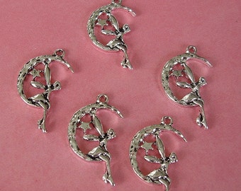 10pcs-  Antique Silver Fairy Charm 25x15mm.