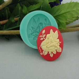 Silicon Mold  Fairy on Flower  Flexible  for Crafts, Jewelry, Resin, Scrapbooking, Polymer Clay.