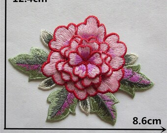 Rosa lila Rose Blume Applikation Stickerei Nähen auf Patches Sewing 3-D.