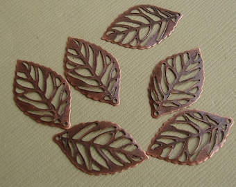 20pcs-Pendant, Leaf, Copper (25x15)mm.