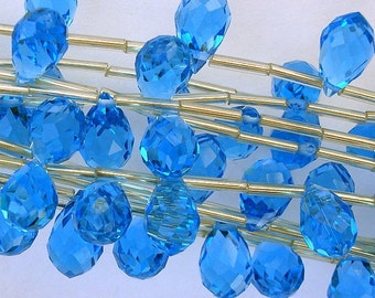 Blue Topaz  Quartz  Faceted Teardrop 8x14mm-6pcs.