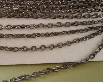 32ft Spool-Gun Metal Flat Round Cross Cable Chain-3x2.2mm.