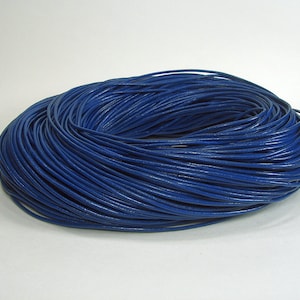 15ft- Blue Genuine Leather Cord Round   2mm