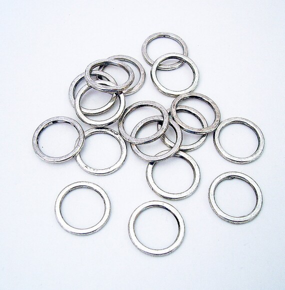 30 Pcs of Antique Silver Zinc Alloy Rings 15mm, Zinc Alloy Circle