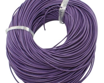 15ft-Purple Genuine Leather Cord Round   2mm