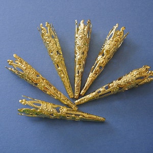 Gold Plated Filigree Cone Bead Cap- 41X8mm.
