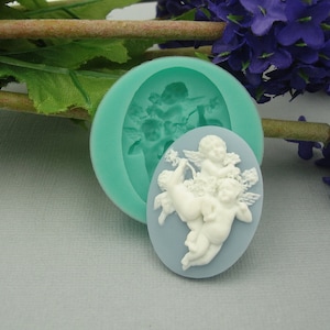 Silicone Mold   Cherub  Cameo Flexible  for Crafts, Jewelry, Resin, Scrapbooking, Polymer Clay, Push Mold
