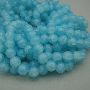 15inch-sky Blue Glass Crackle Style Round Immitation Jade Beads 10mm.