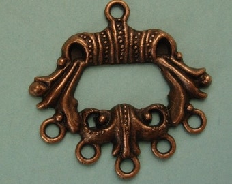 4pcs-Focal, antiqued copper pewter, 32x30mm.