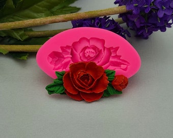 Rose  Flower Branch Silicon Mold  Flexible Silicone Mould for Crafts, Jewelry, Resin, Scrapbooking, Polymer Clay.