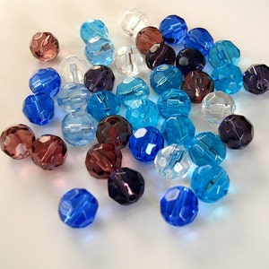 80pcs-Glass Beads Faceted Round Mix Color 8mm.
