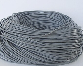 15ft- Dark Gray Genuine Leather Cord Round   2mm