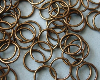 100pcs-Jumprings, Nickel Free Antique Bronze, OD-8mm,20ga.