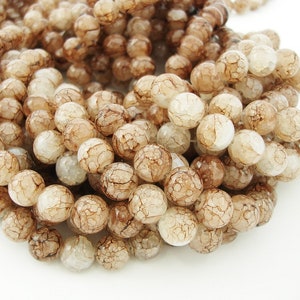 15inch-Camel Glass Crackle Style Round Immitation Jade Beads 10mm.