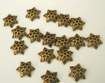 50-Antiqued Bronze Flower Bead Cap 12mm.