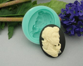 Silicon Mold  Goth Owl Cameo  Flexible  for Crafts, Jewelry, Resin, Scrapbooking, Polymer Clay.