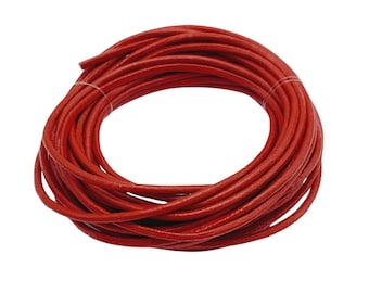 15ft-Red Genuine Leather Cord Round   2mm